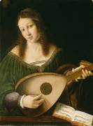 Lady Playing a Lute (Bartolomeo Veneto) - Muzeo.com