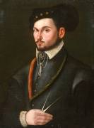 Portrait of a Navigator with his dividers 'to prick out a course' (Italian School) - Muzeo.com