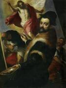 Self-portrait while painting Resurrection (Palma il Giovane) - Muzeo.com