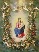 The Virgin and Child encircled by a garland of flowers held aloft by cherubs (Jan Brueghel the Elder) - Muzeo.com