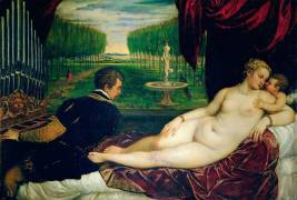 Venus with an Organist and Cupid (Tiziano) - Muzeo.com