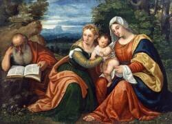 Virgin and Child with St. Catherine and St. Jerome in a Landscape (Polidoro da Lanciano) - Muzeo.com