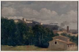 A la villa Farnèse : les maisons parmi les arbres (Pierre Henri de Valenciennes) - Muzeo.com