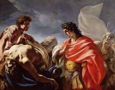 Achilles Contemplating the Body of Patroclus (Giovanni Antonio Pellegrini) - Muzeo.com