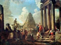 Alexandre III le Grand devant la tombe d'Achille (Giovanni Paolo Pannini) - Muzeo.com
