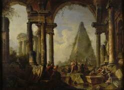 Alexandre le Grand devant le tombeau d'Achille (Giovanni Paolo Pannini) - Muzeo.com