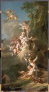Amours jouant avec des fleurs, un chien, une colombe et les attributs de la comédie (Jean-Baptiste-Marie Pierre) - Muzeo.com