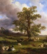 Animaux se reposant autour d'un grand chêne (Jacques-Raymond Brascassat) - Muzeo.com