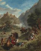 Arabes en escarmouche dans les montagnes (Eugène Delacroix) - Muzeo.com
