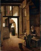 Arrière cour d'une maison hollandaise (Pieter de Hooch) - Muzeo.com