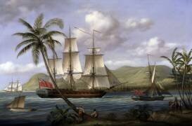 Arrivée de la frégate britannique commandée par Nelson à St. Kitts (Louis Dodd) - Muzeo.com