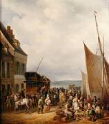 Arrivée d'une voiture des messageries générales à Honfleur (Jean-Auguste Gagnery) - Muzeo.com