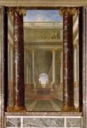 Atrium à ciel pavé d'une marqueterie de marbre vert, entouré d'une colonnade corinthienne (Jacques Rousseau) - Muzeo.com
