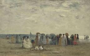 Baigneurs sur la plage de Trouville, Calvados (Eugène Boudin) - Muzeo.com