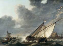 Bateaux sur l'estuaire du Hollands Diep, pris dans un orage (Albert Cuyp) - Muzeo.com