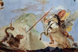Bellerophon tue la chimère tout en chevauchant Pégase (Giambattista Tiepolo) - Muzeo.com