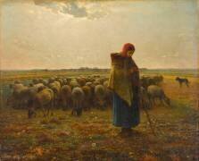 Bergère avec son troupeau (Jean-François Millet) - Muzeo.com