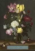 Bouquet de fleurs dans un vase en verre (Ambrosius Bosschaert) - Muzeo.com
