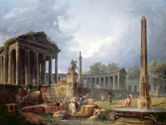 Capriccio architectural avec obélisque (Hubert Robert) - Muzeo.com