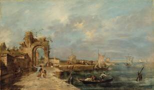 Caprice avec arc en ruine et port de mer (Francesco Guardi) - Muzeo.com