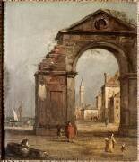 Caprice avec arc triomphal en ruine et paysage au bord de la lagune (Francesco Guardi) - Muzeo.com