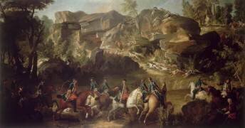 Cerf aux abois dans les rochers de Franchard, forêt de Fontainebleau (Jean-Baptiste Oudry) - Muzeo.com