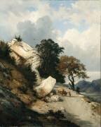 Chemin dans les rochers à Sassenage (Isère) (François Antoine Léon Fleury) - Muzeo.com
