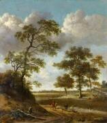 Chemin débouchant sur une plaine, avec un fauconnier (Jan Wijnants) - Muzeo.com