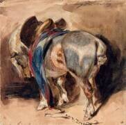 Cheval tourné à gauche (Eugène Delacroix) - Muzeo.com