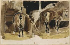 Chevaux dans une écurie (Eugène Delacroix) - Muzeo.com