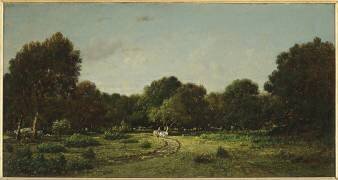 Clairière dans la Haute Futaie : forêt de Fontainebleau,dit La charrette (Théodore Rousseau) - Muzeo.com