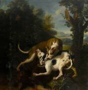 Combat de deux chiens autour de la dépouille d'un sanglier (Nicolas Desportes) - Muzeo.com