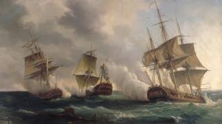 Combat naval entre les frégates françaises et le vaisseau anglais l'Argo (Pierre Julien Gilbert) - Muzeo.com