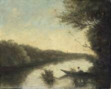 Copie du Pêcheur en barque le matin au vieil étang de Ville-d'Avray (Jean-Baptiste Camille Corot...) - Muzeo.com