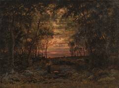 Coucher de soleil dans la forêt (Théodore Rousseau) - Muzeo.com