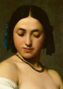 Détail d'Etude florentine ou jeune fille en buste les yeux baissés (Hippolyte Flandrin) - Muzeo.com