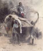 Des hommes emportant un cadavre (Pierre Andrieu) - Muzeo.com