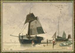 Deux bateaux de pêche (Louis Adolphe Hervier) - Muzeo.com