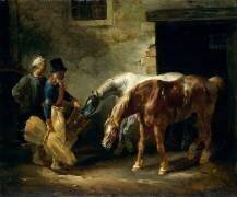 Deux chevaux de poste à la porte d'une écurie (Théodore Géricault) - Muzeo.com