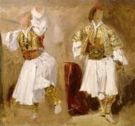 Deux études de costumes souliotes (Eugène Delacroix) - Muzeo.com