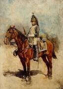 Dragon à cheval tenant un pistolet (Jean-Louis-Ernest Meissonier) - Muzeo.com