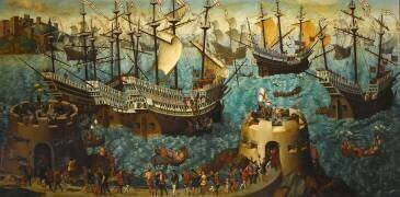Embarquement du roi Henri VIII d'Angleterre à Douvres, pour se rendre à Calais, le 31 mai 1520 (Friedrich Bouterwek) - Muzeo.com