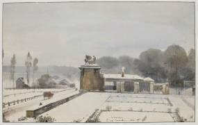 Entrée du parc de Versailles du côté de l'Orangerie, effet de neige, 1840 (François-Marius Granet) - Muzeo.com
