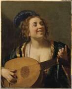 Femme accordant un luth (Gerrit van Honthorst) - Muzeo.com