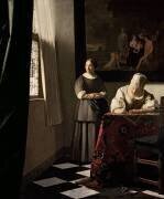 Femme écrivant une lettre et sa servante (Johannes Vermeer) - Muzeo.com