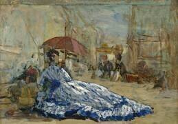 Femme en robe bleue sous un parasol (Eugène Boudin) - Muzeo.com