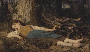 Fillette endormie dans les bois (Albert Anker) - Muzeo.com