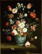 Fleurs dans un vase en porcelaine bleu et blanc (Jan van Kessel) - Muzeo.com