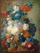 Fleurs dans un vase et nid d'oiseau (Jan van Os) - Muzeo.com