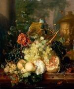 Fruits et fleurs près d'un vase orné d'amours (Jan van Huysum) - Muzeo.com